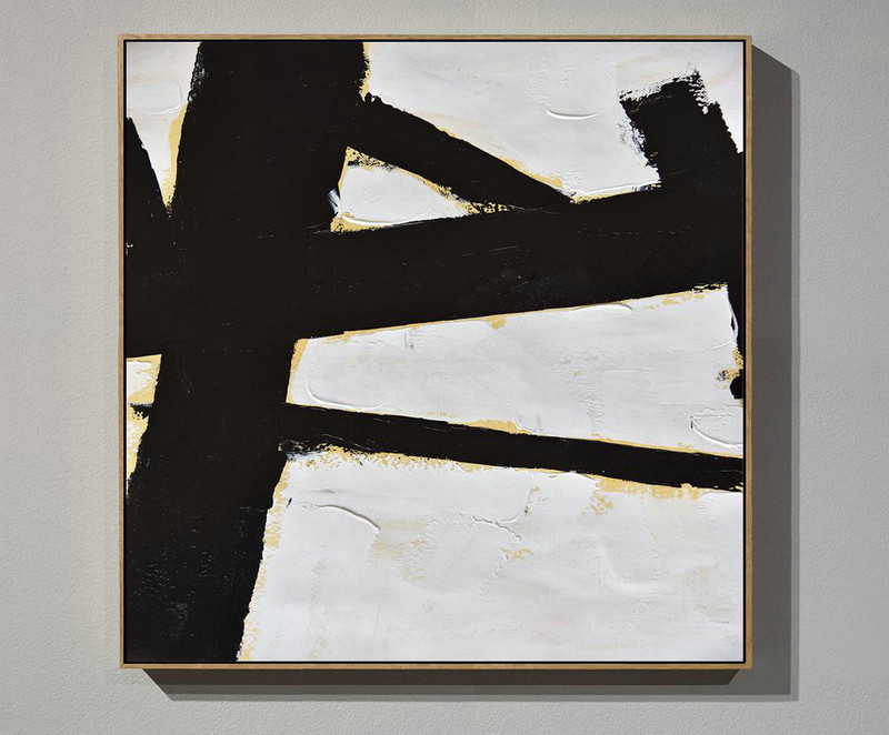 Extra Large Abstract Painting On Canvas,Handmade Minimal Art Palette Knife Canvas Painting, Black White Beige - Hand Painted Original Art